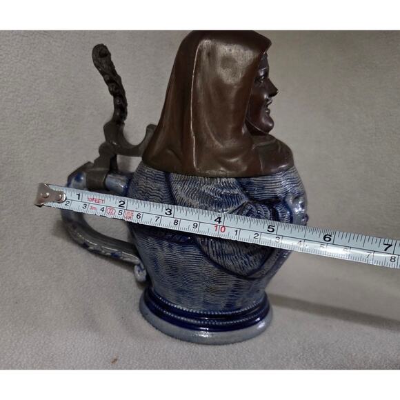 Antique German Character Beer Stein Copper Monk Nun Merkelbach & Wick c.1890s - Picture 9 of 11